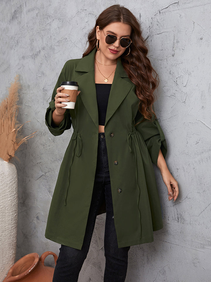 Gabardina con cuello de solapa y mangas enrolladas en talla grande de Honey