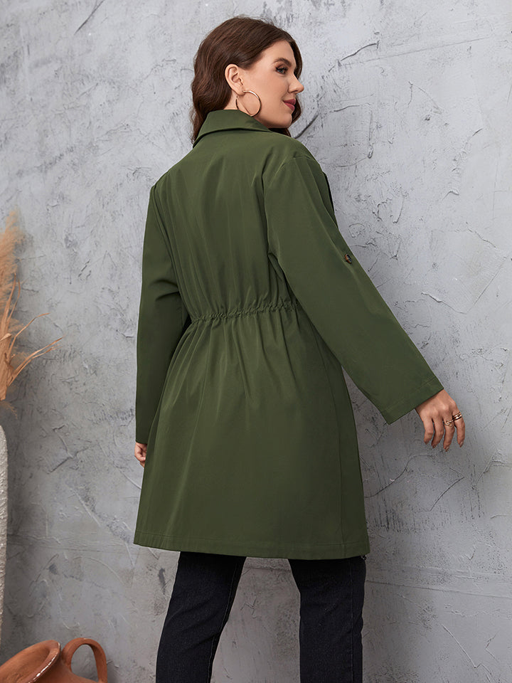 Gabardina con cuello de solapa y mangas enrolladas en talla grande de Honey