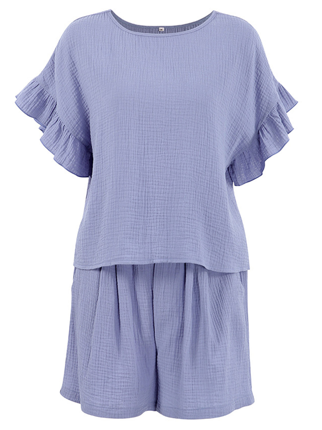 Conjunto de top y pantalones cortos con cuello redondo y volantes