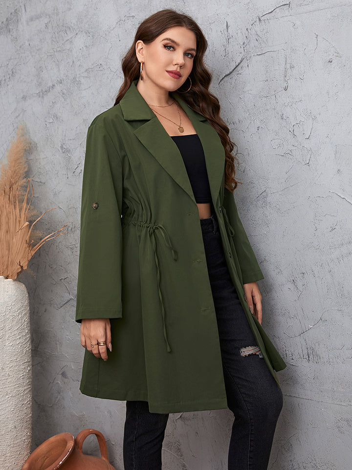 Gabardina con cuello de solapa y mangas enrolladas en talla grande de Honey