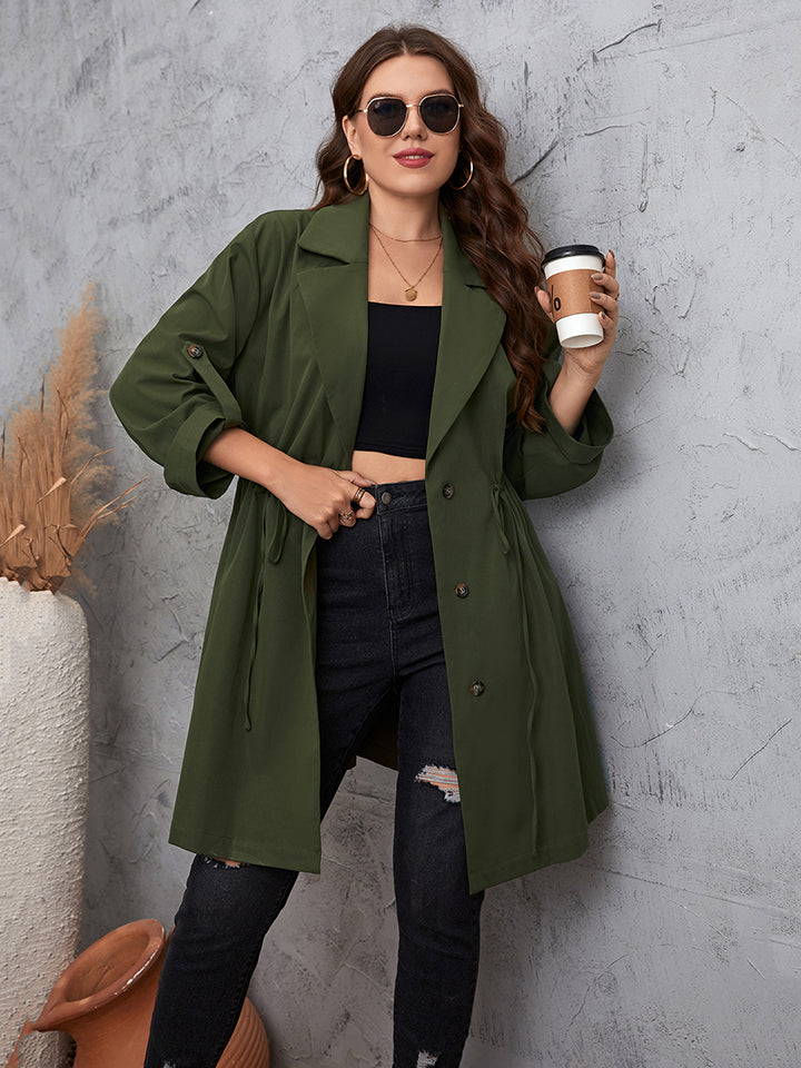Gabardina con cuello de solapa y mangas enrolladas en talla grande de Honey