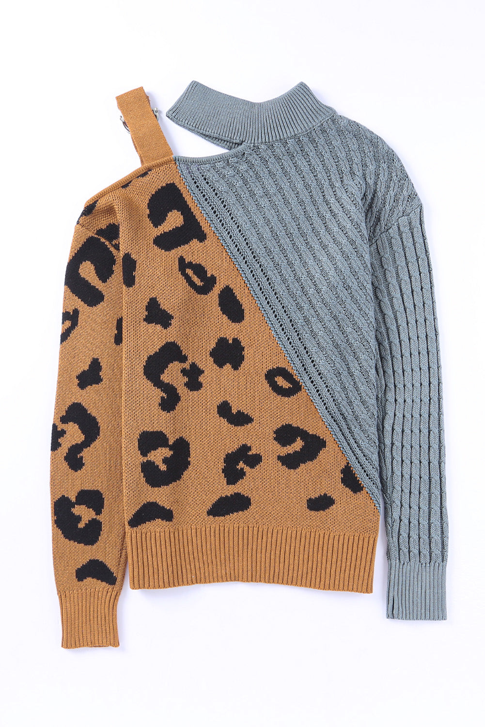 Suéter de cuello alto con estampado de leopardo