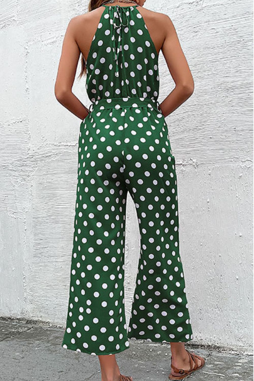 Mono de pierna ancha de estilo griego con lunares Perfee