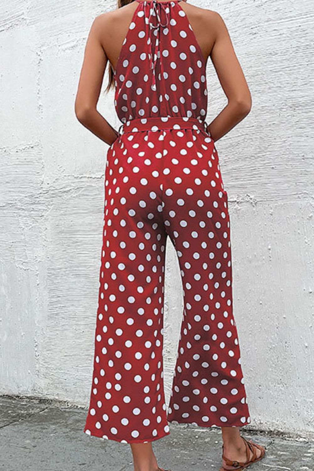 Mono de pierna ancha de estilo griego con lunares Perfee