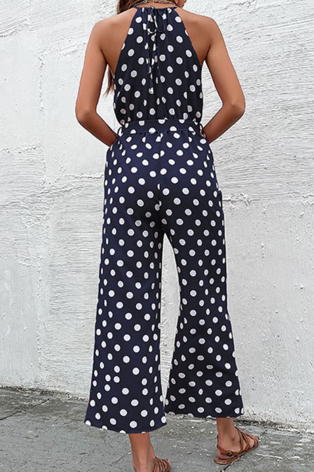 Mono de pierna ancha de estilo griego con lunares Perfee