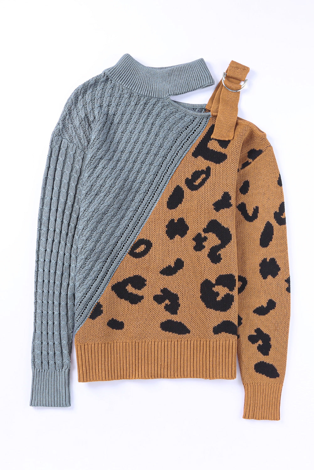 Suéter de cuello alto con estampado de leopardo