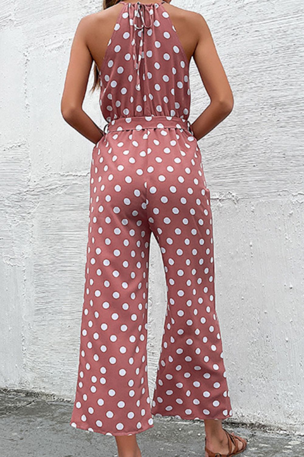 Mono de pierna ancha de estilo griego con lunares Perfee