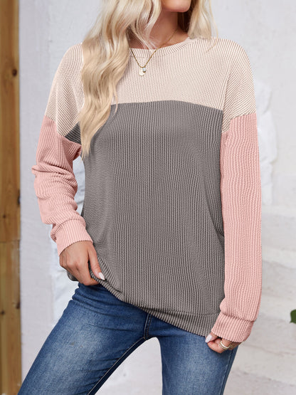 Sudadera de manga larga con cuello redondo y bloques de color Lovelet