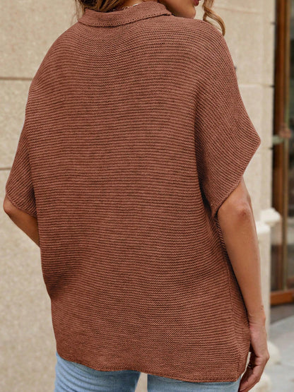 Suéter de manga corta con cuello alto