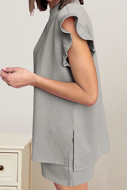 Conjunto de top con escote redondo y pantalones cortos con cordón