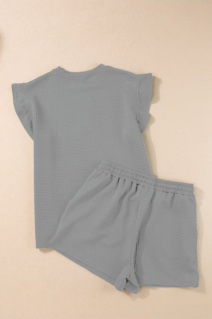 Conjunto de top con escote redondo y pantalones cortos con cordón