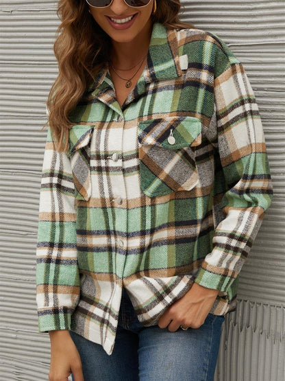 Chaqueta de manga larga con cuello a cuadros