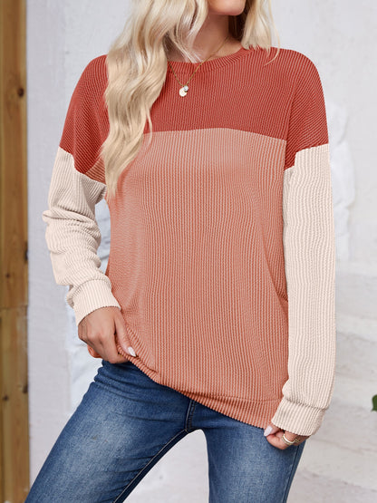 Sudadera de manga larga con cuello redondo y bloques de color Lovelet
