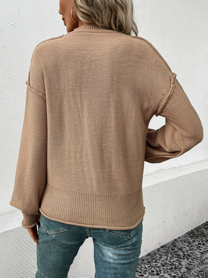 Suéter de cuello redondo con costuras expuestas Perfee