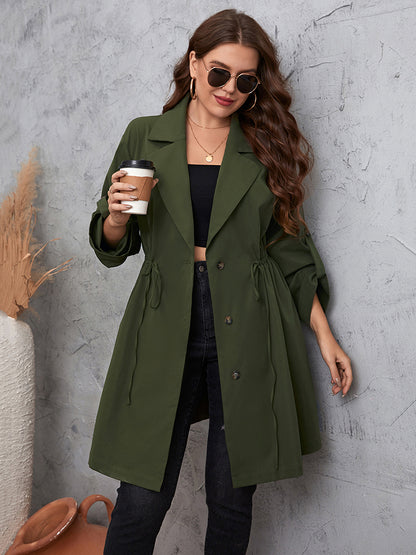 Gabardina con cuello de solapa y mangas enrolladas en talla grande de Honey