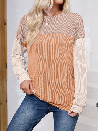Sudadera de manga larga con cuello redondo y bloques de color Lovelet