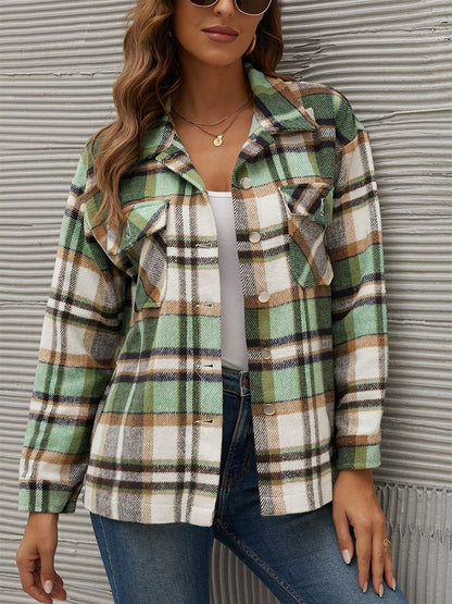 Chaqueta de manga larga con cuello a cuadros