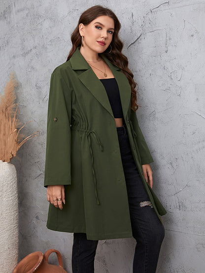 Gabardina con cuello de solapa y mangas enrolladas en talla grande de Honey