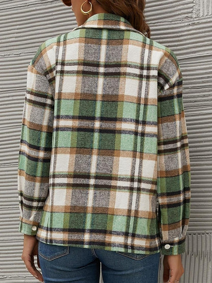 Chaqueta de manga larga con cuello a cuadros