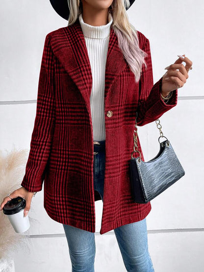 Chaqueta de manga larga con cuello a cuadros