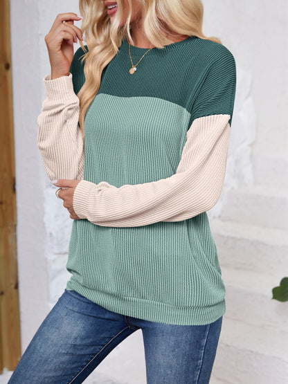 Sudadera de manga larga con cuello redondo y bloques de color Lovelet